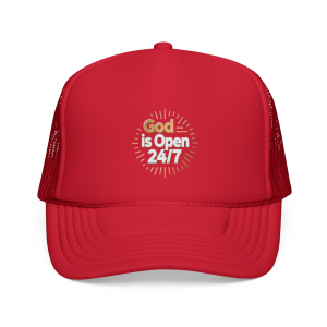 God Is Open 24/7 Trucker Cap | Religious Faith Hat
